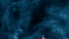 a cartoon character is flying through the air with a sword and a globe in his hand .