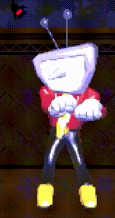 a cartoon character with a tv head and antennas on his head