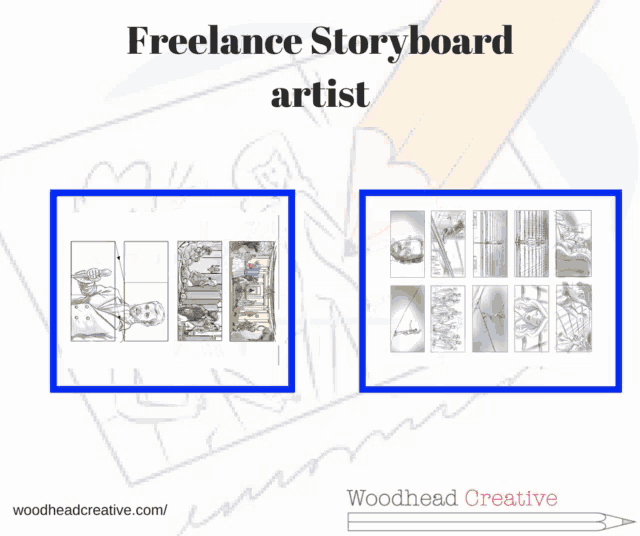 a freelance storyboard for an artist is displayed on a woodhead creative website