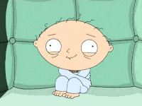 a cartoon character is sitting on a green couch with his arms crossed