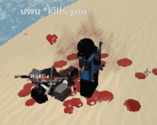 a screenshot of a video game with the words " uwu * kills you * " at the bottom