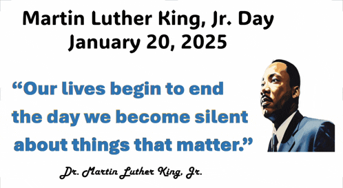 a poster for martin luther king jr. day on january 20