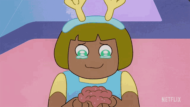a cartoon of a girl holding a brain with netflix written in the bottom right corner