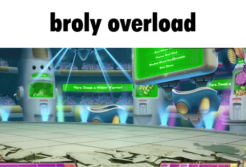 a screenshot of a video game with the words broly overload