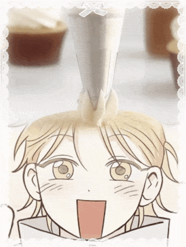 a drawing of a girl with a cone on top of her head