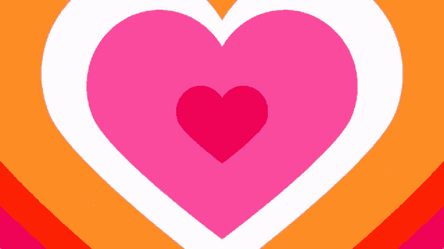 a pink heart is in the middle of a rainbow of hearts
