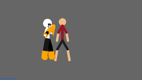 two stick figures are standing next to each other on a gray background with the words stickman.com below them