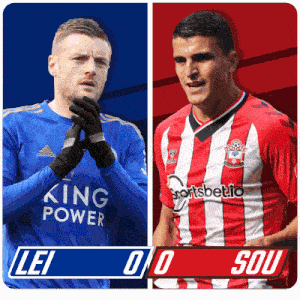 two soccer players with one wearing a king power shirt