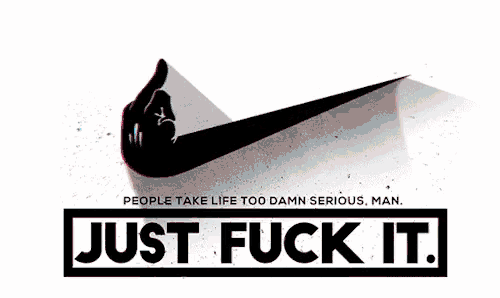 a colorful logo that says just fuck it