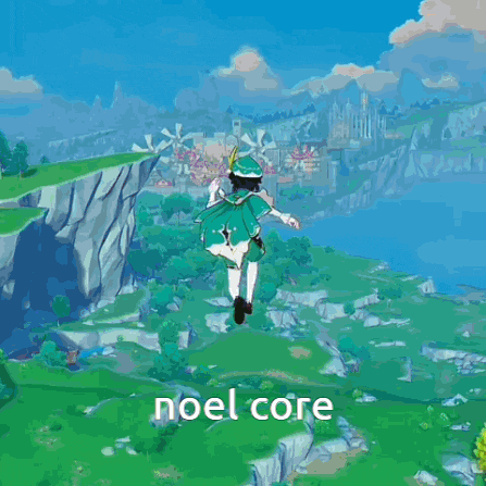 a man with wings is flying over a mountain with the words noel core below him