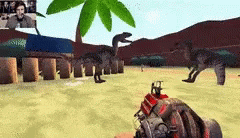 Dinosaur Vs Battle GIF - Dinosaur Vs Battle First Person Shooting GIFs