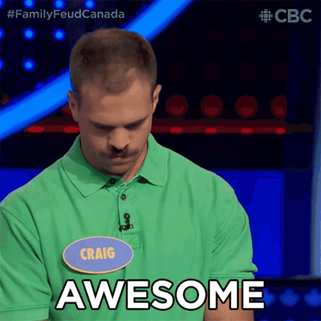 a man in a green shirt with the name craig on it