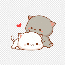 a couple of cats laying next to each other with a heart .