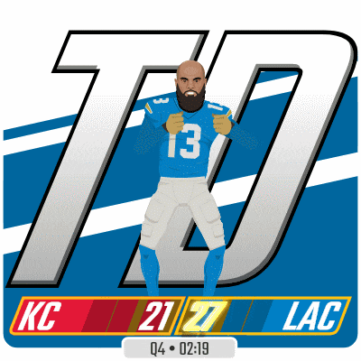 a cartoon drawing of a football player with the number 13 on his jersey