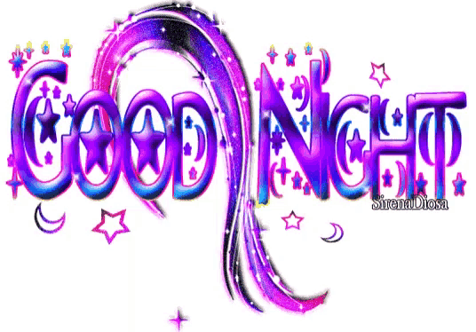 a colorful sign that says good night with stars and moons