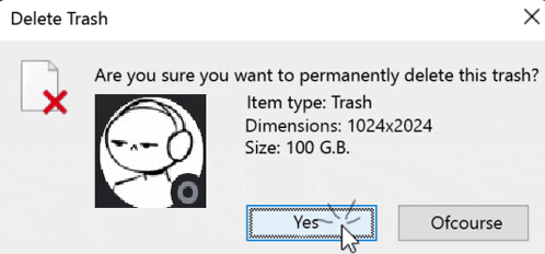 a computer screen asking if you want to permanently delete the trash