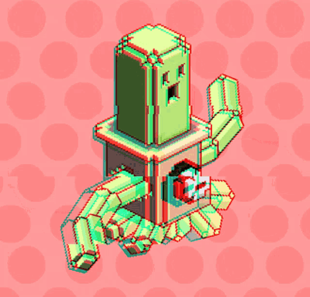 a pixel art drawing of a monster with a skull on it