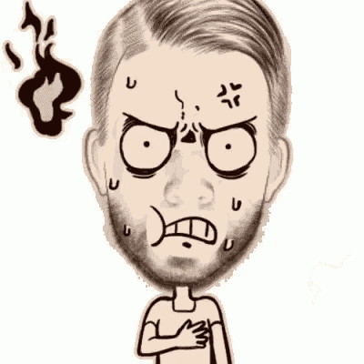 a cartoon drawing of a man with an angry expression