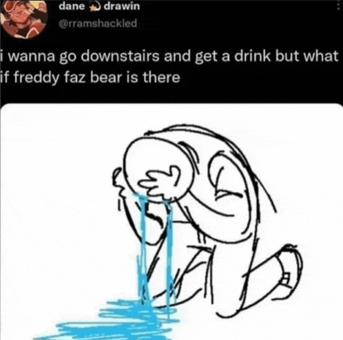 a drawing of a person crying with tears pouring out of their eyes .