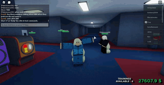 a screenshot of a video game that says trainings available for 27607.9 dollars