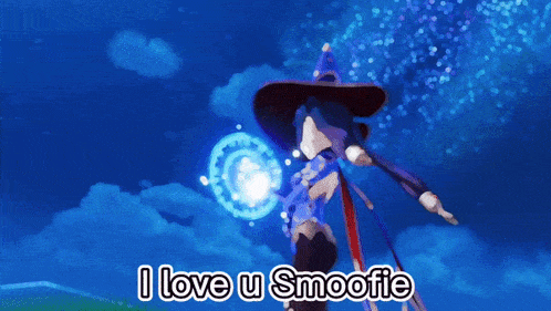a cartoon character says i love u smootie