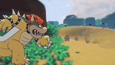 a cartoon drawing of bowser in a game