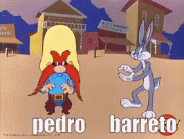 a cartoon shows pedro barreto and bugs bunny