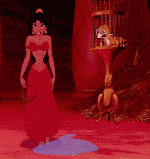 a pixelated cartoon of a woman standing next to a cage with a tiger in it