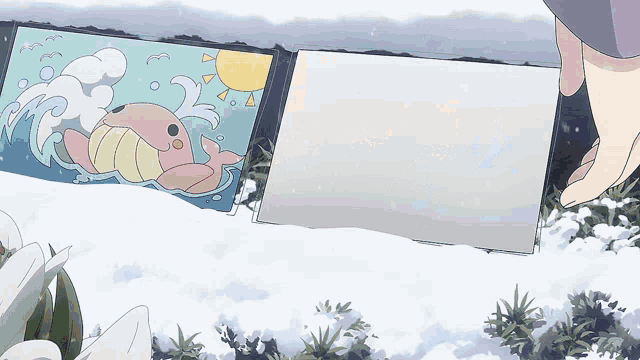 a person is holding a piece of paper with a picture of a dolphin on it
