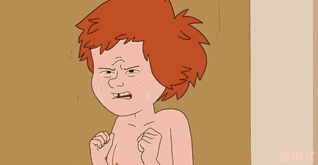 a cartoon of a boy with red hair and a netflix logo on the bottom