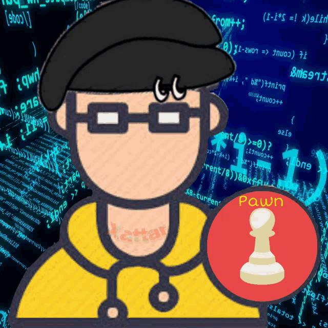 a cartoon of a man with a pawn in front of a computer screen
