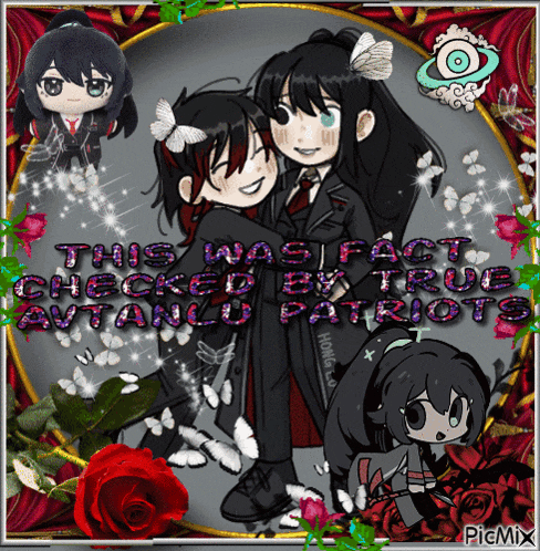 a picture of two anime girls with the words " this was fact checked by true avian ld patriots " on it