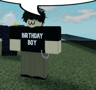 a cartoon character wearing a birthday boy shirt