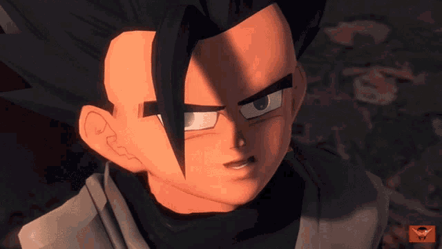 a close up of a cartoon character 's face with a red arrow pointing to the right