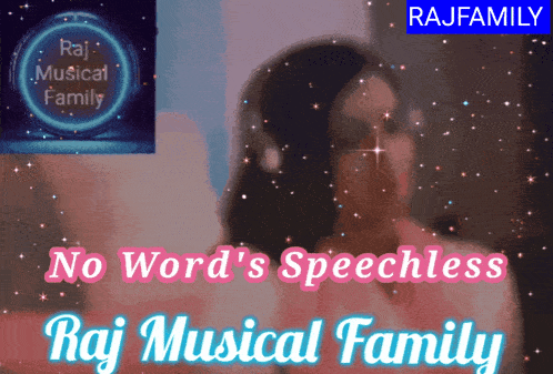 a poster for raj musical family shows a woman with headphones on
