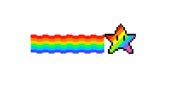 a pixel art of a star and a rainbow
