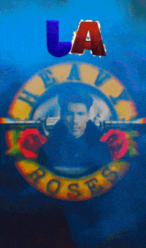 a poster for guns n ' roses with a man in the center