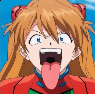 a close up of a girl with her tongue hanging out