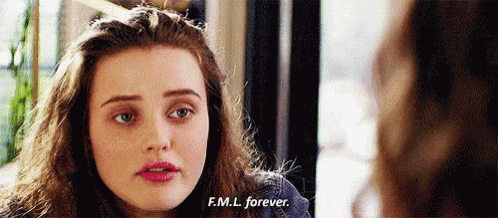 a close up of a woman 's face with the words f.m.l. forever written on it .