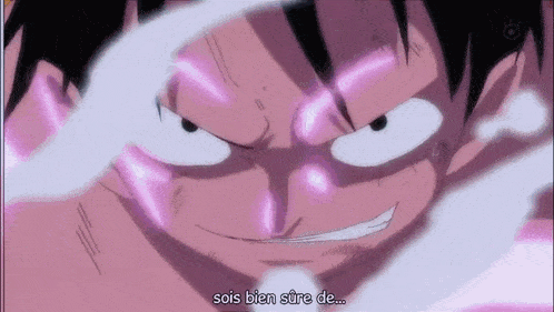 a close up of a person 's face with the words `` sois bien sure de '' written above it .