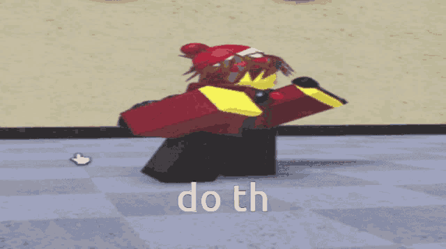 a cartoon character is holding a gun and says " do th " in white letters