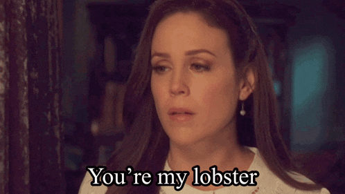 a man says " you 're my lobster " in front of a light