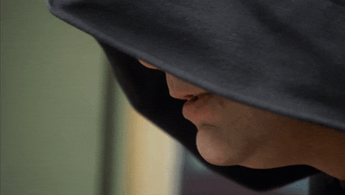 a close up of a person wearing a hooded jacket