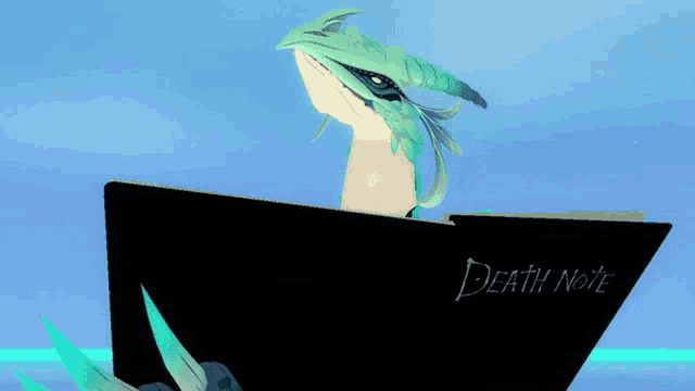 a death note book with a whale on top of it