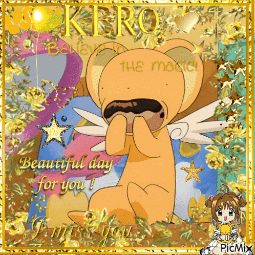 a picture of a teddy bear with the word kero on it
