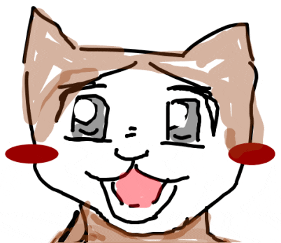 a drawing of a cat 's face with a tongue sticking out