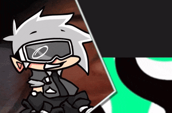 a cartoon character wearing goggles stands next to a picture