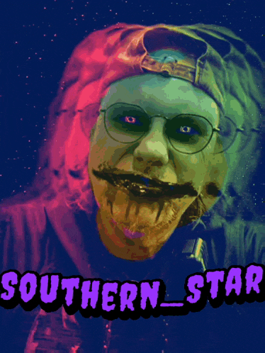 a poster with a joker face and the words southern star on it