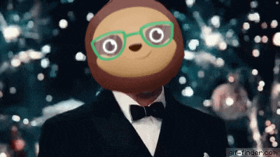 a sloth wearing glasses and a bow tie