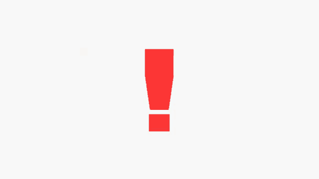 a red exclamation point with a white stripe on a white background